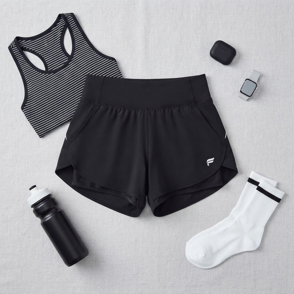 Fabletics Black 2-in-1 Running Shorts with Mesh Liner Small